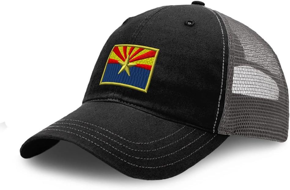 Richardson Soft Mesh Cap Hat Embroidered Arizona State Flag Embroidery Trucker Hats for Men & Women Cotton