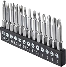 Fixinus 13 Pcs 1/4" Hex Magnetic Steel Screwdriver Set 3 Point Screwdriver Bits 50mm Length