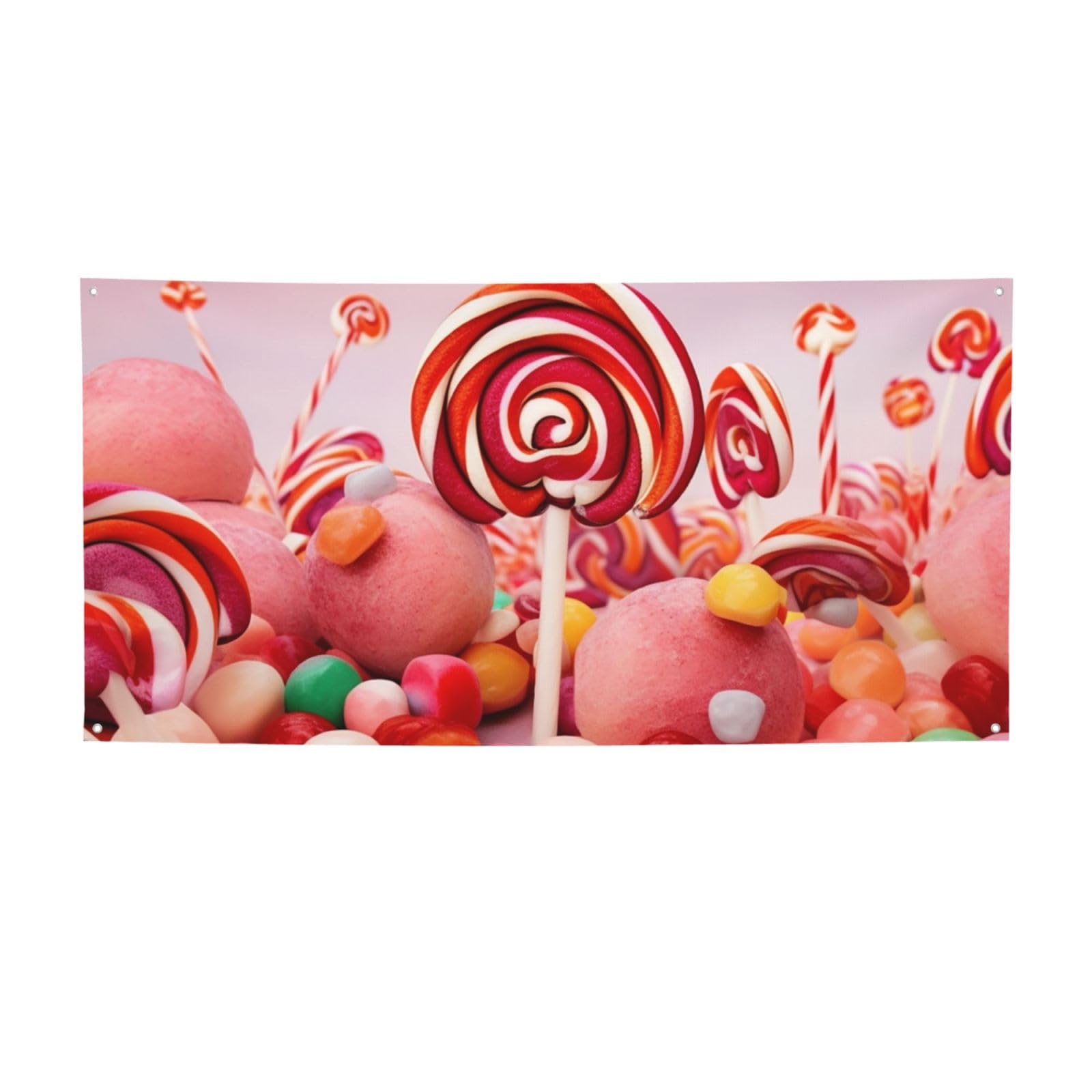 Welcome Banner Sweet Candy Party Flag Photography Backdrop Birthday Background Wall Decor Sign 71 x 35 Inch Photo Props Banner and Sign Flag for Fence Garden Indoor Outdoor Decor Medium