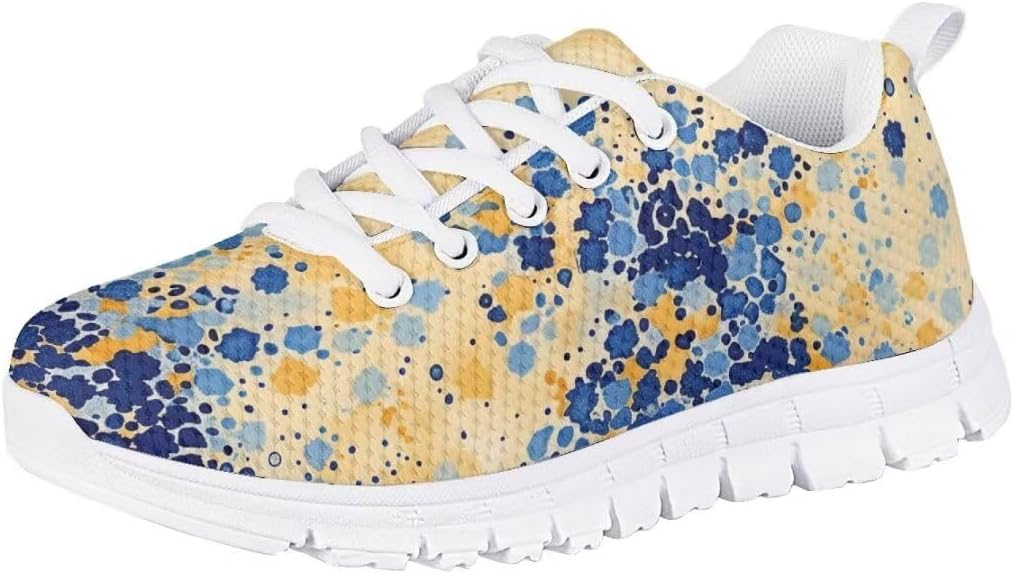 Pinupub Unisex Child Lace Up Sneakers for Boys Girls Breathable Soft Athletic Sports Tennis Shoes
