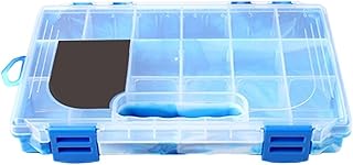 FUANA Caja organizadora ligera para equipos de pesca, diseño superior transparente, múltiples compartimentos, fácil clasificación (azul)