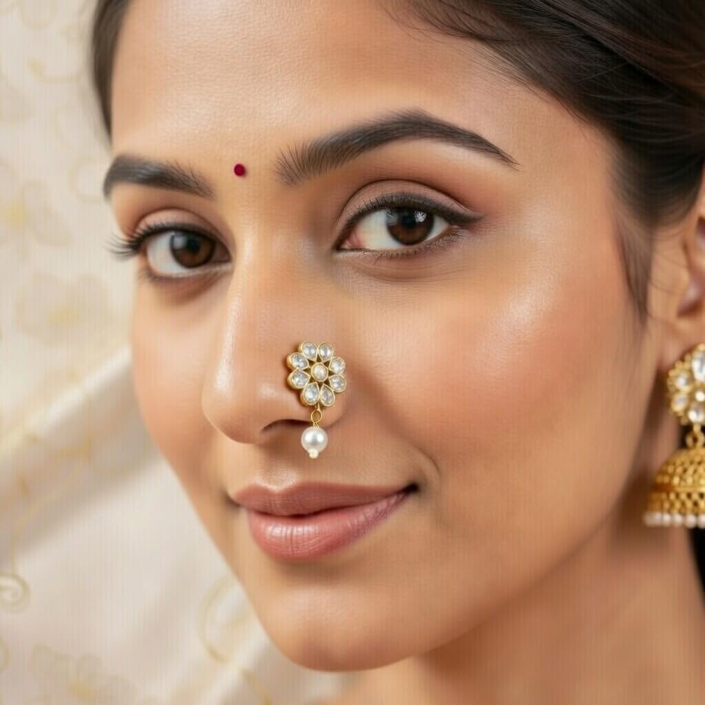 Efulgenz Indian Jewelry Nath Nathani Fake Nose Ring Stud Pin for Women