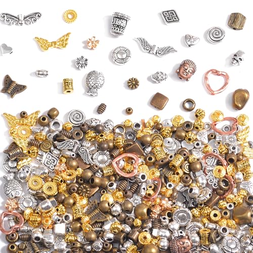 400 Metal Spacer Beads for Jewelry Making (Mixed Color)