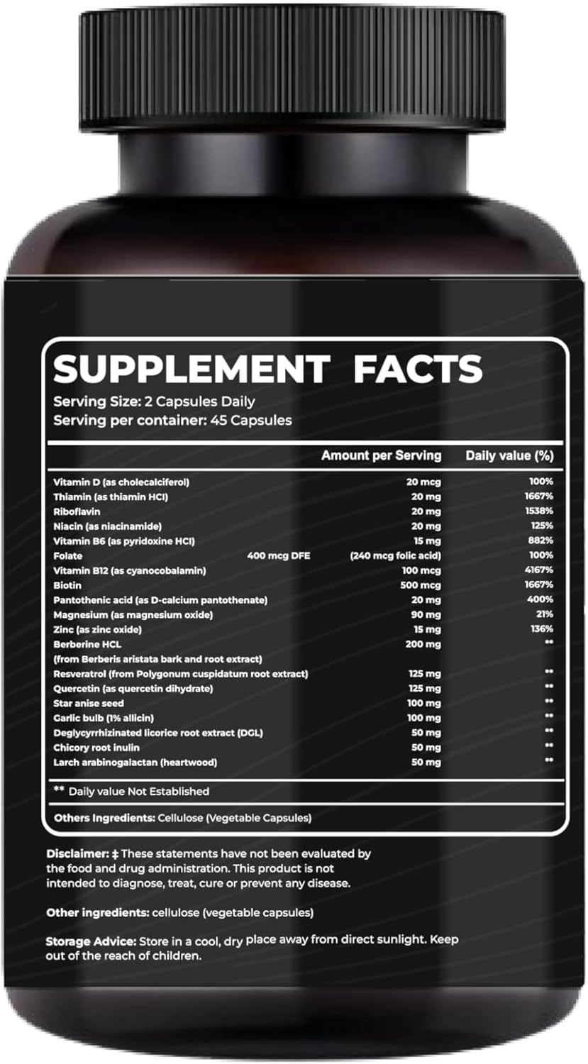 Mishas Nutraceutical Colon Cleanse - Relief from Gas and Bloating, Supports Gut Health with Magnesium, Berberine, Vitamin D, Quercetin & More - Colon Cleanse Formula - 90 Capsules - Image 2