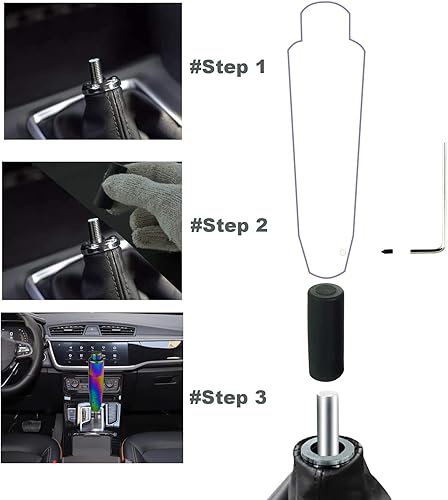 Miniatura 2 de Lunsom Pomo de palanca de cambios automático de metal para automóvil con botón de aleación de aluminio, manija de palanca de cambios larga para la