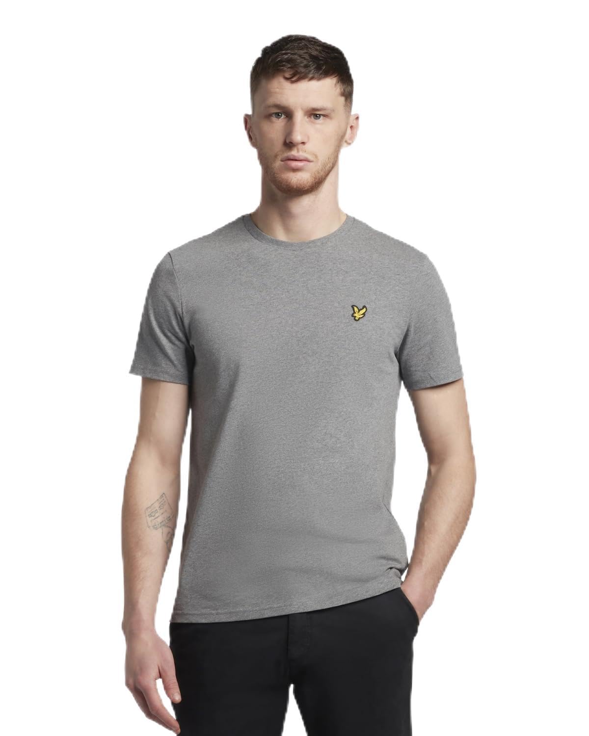 Lyle & Scott Men's T28 Mid Grey Marl Ss T-Shirts Plain T-Shirt 2XL