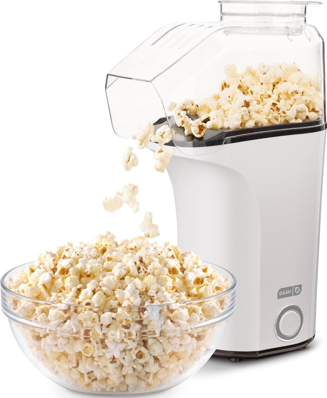 Fresh Pop Popcorn Maker, 16-Cup Hot Air Popper, White | Electric Popcorn Machine, Oil-Free Air Popped Popcorn, Built-In Measuring Cup & Butter Melting Tray, Movie Night Snacks