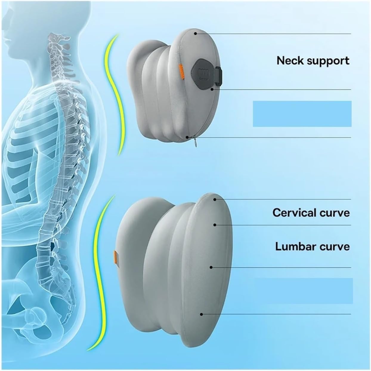 Car Headrest Car Neck Pillow Headrest Waist 3D Memory Foam Fit for Seat Support Travel Neck Rest Breathable Car Back Lumbar Cushion Gadget Comfortable (Color : Waist Pillow Grey)