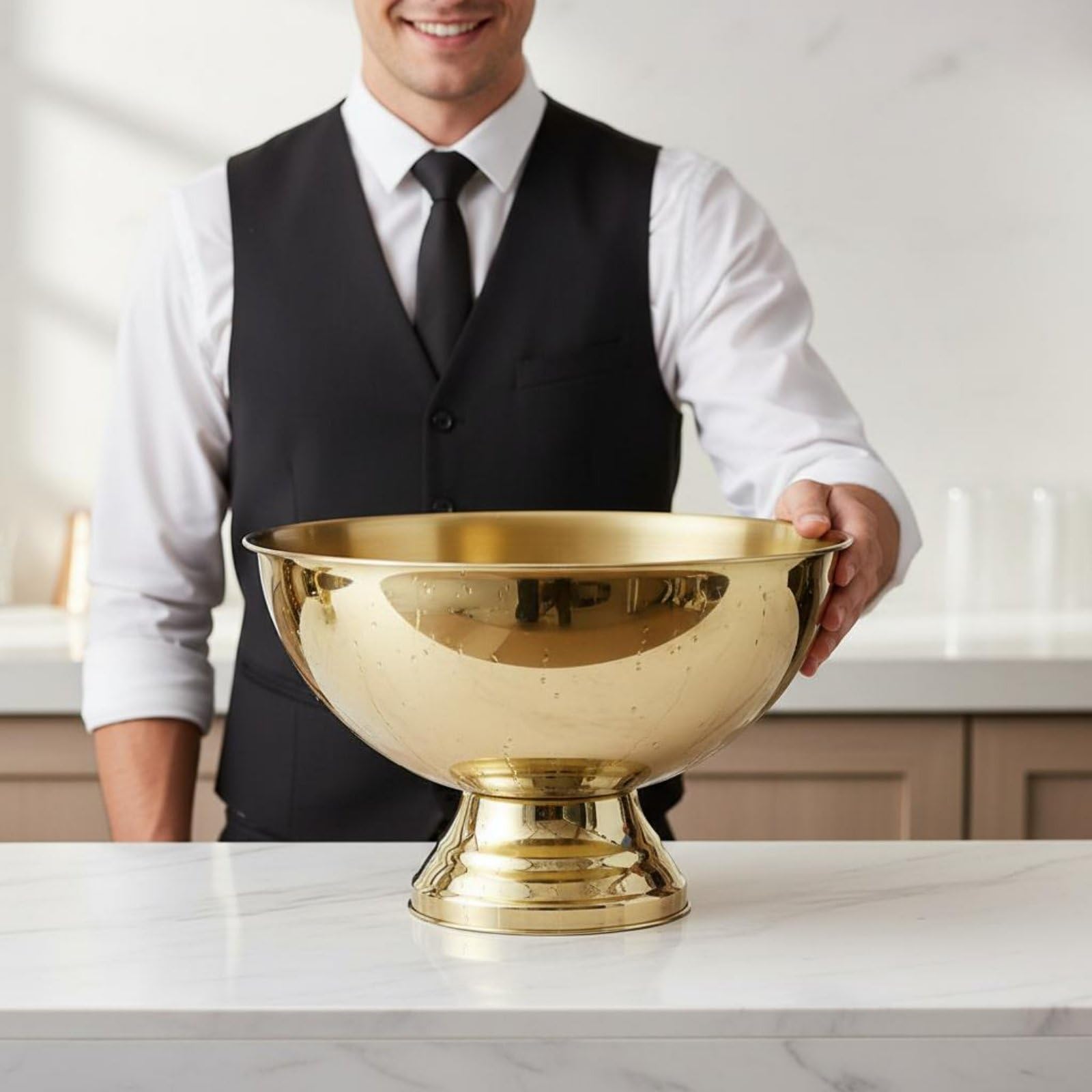 Coppa Champagne Vaso Bicchiere Contenitore Costruito in Acciaio Inox 304 con Ampio Spazio per Bottiglie E Ghiaccio Adatto a Bar Ristorante Eventi Speciali, Oro