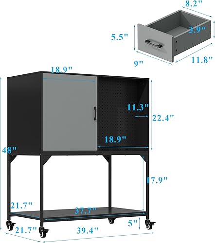 Miniatura 2 de Lovinouse Black Garage Storage Cabinet with Wheels and Doors, Rolling Tool Chest Cabinet with Storage Drawers and Removable Garage
