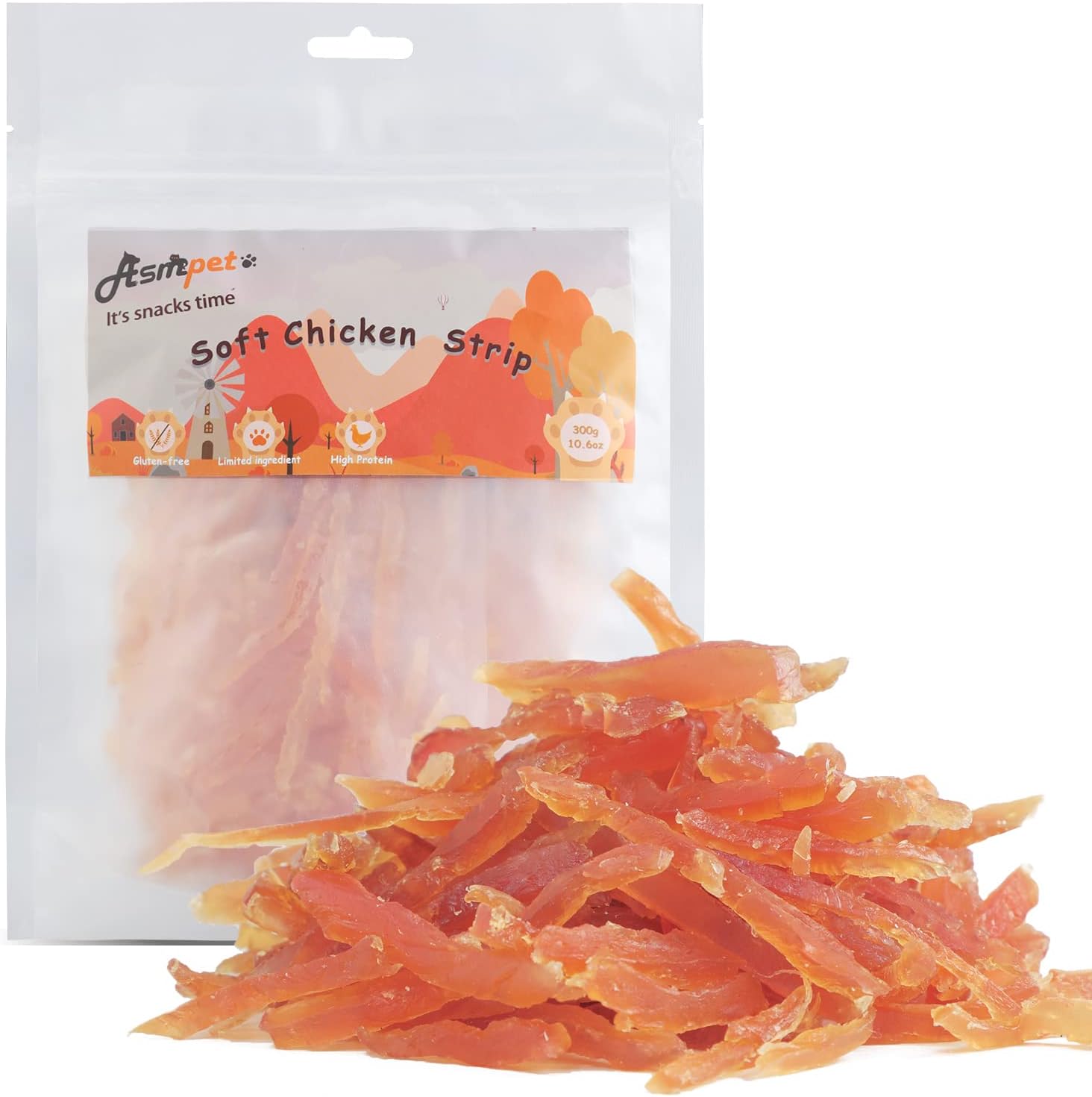 Dog and Cat Treats, Chicken Strips, Grain Free Soft Chewy 10.6 OZ