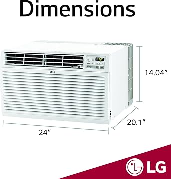LG 7,800 BTU Through the Wall Air Conditioner, 115V, AC Wall Unit for Rooms up to 330 Sq. Ft., Perfect for Bedroom or Office, Wall Mounted AC Unit with Remote and 3 Cool & Fan Speeds, White
