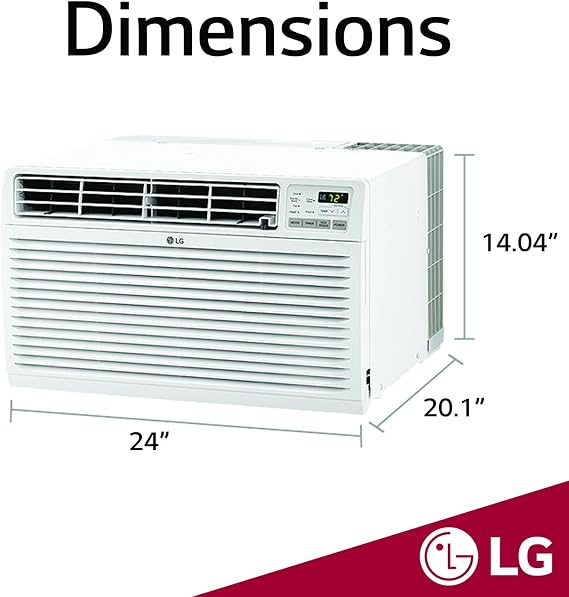 LG 7,800 BTU Through the Wall Air Conditioner, 115V, AC Wall Unit for Rooms up to 330 Sq. Ft., Perfect for Bedroom or Office, Wall Mounted AC Unit with Remote and 3 Cool & Fan Speeds, White