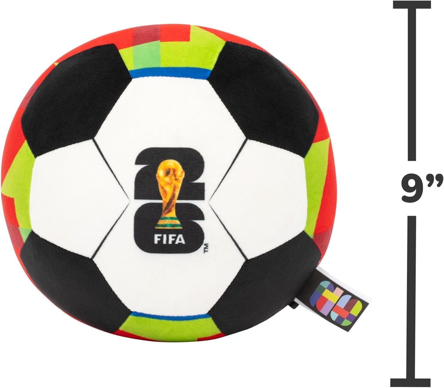 Jazwares Ballon de football FIFA® en peluche rouge de 22,9 cm – Peluche douce de collection Coupe du Monde ™ – Motif officiel FIFA® – À partir de 3 ans