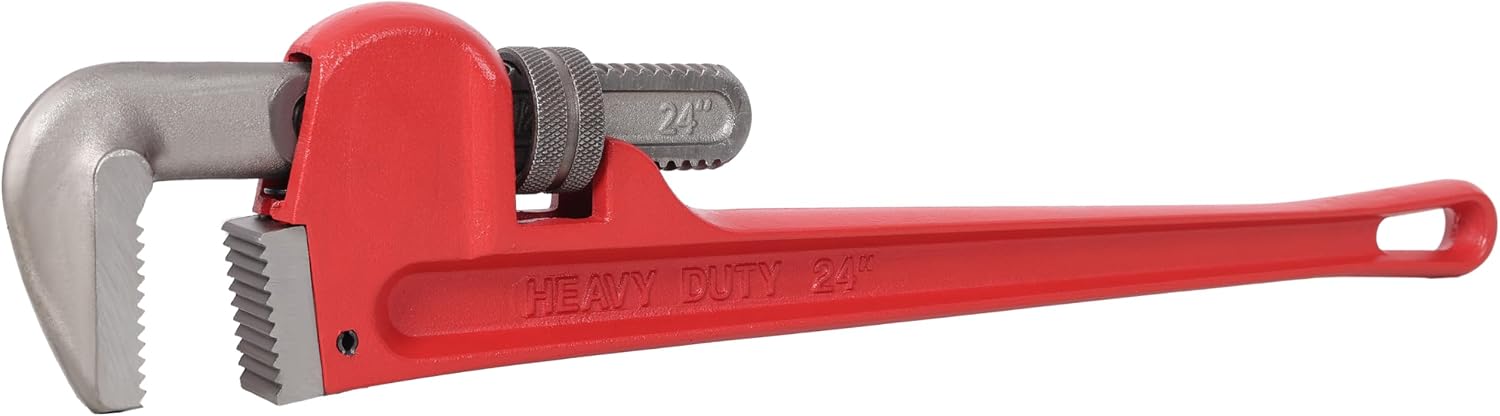 Pipe Wrench, 24" Aluminum Straight Pipe Wrench, Automatic Jaw Adjustment, Adjustable Plumbing Wrench, Easy to Carry, Ergonomic Handle, Hangable Design, for Water Pipes, Automotive Repairs