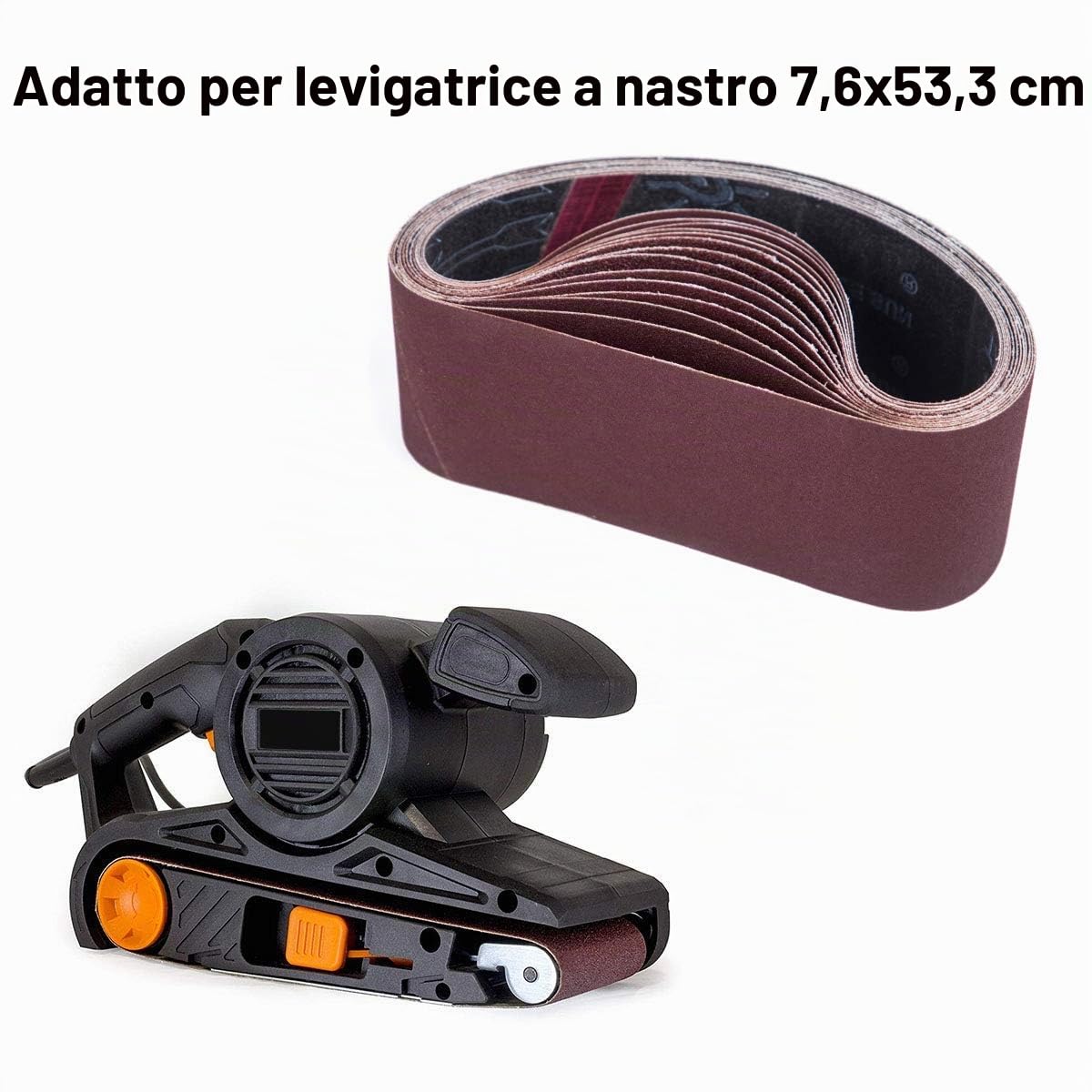 STEBRUAM Nastri Abrasivi 75 x 533 mm,Set di Nastro Abrasivo (3 x grana 80/120/150/240/400 Mixpack) per Levigatrici a Nastro(15 pezzi)