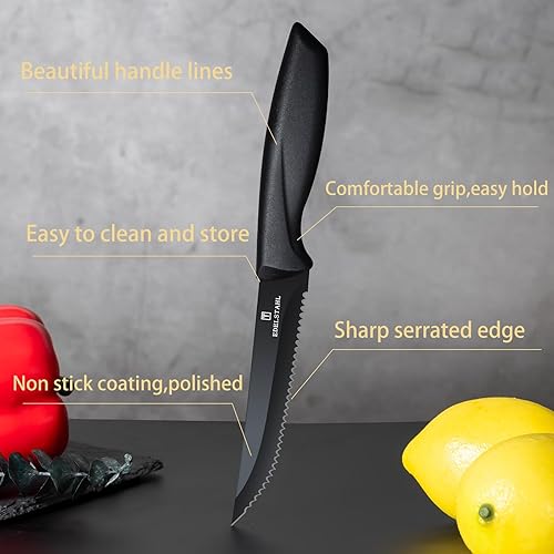 Miniatura 5 de Juego de 4 cuchillos para carne, cuchillos de carne de alta calidad, juego de cuchillos de carne de acero inoxidable, cuchillos de carne dentados