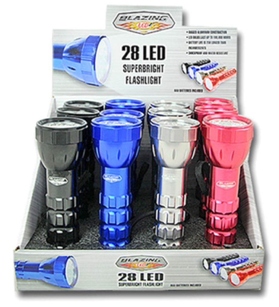 BLAZING LEDZ Assorted LED Flashlight, 28 LEDs, 160 Lumens, Aluminum, AAA