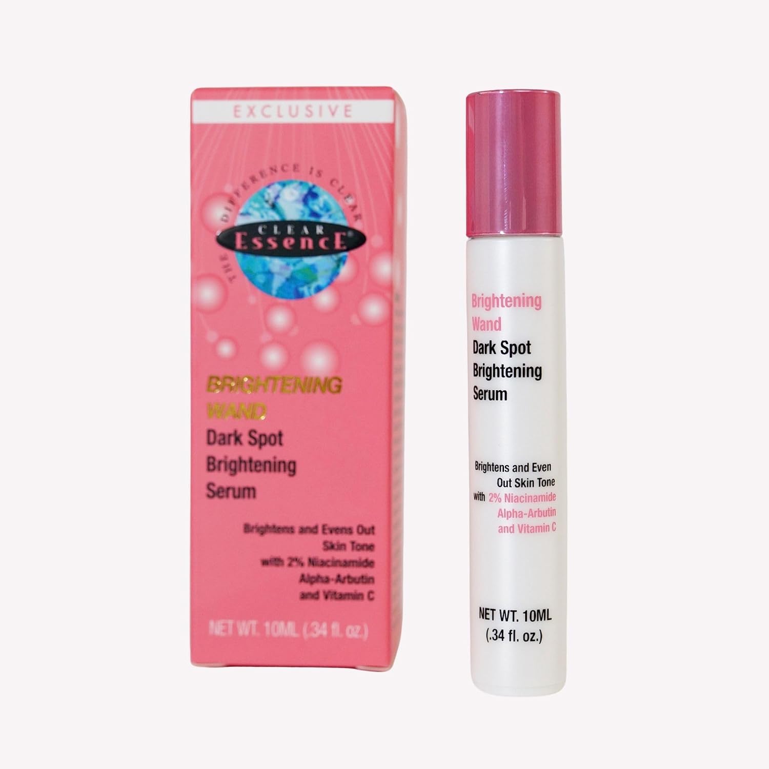 Clear Essence Brightening Dark Spot Serum Wand 0.34oz with Rollerball, Vitamin C Serum for Face, Acne Marks & Hyperpigmentation Treatment, Face Glow Corrector for Radiant Skin