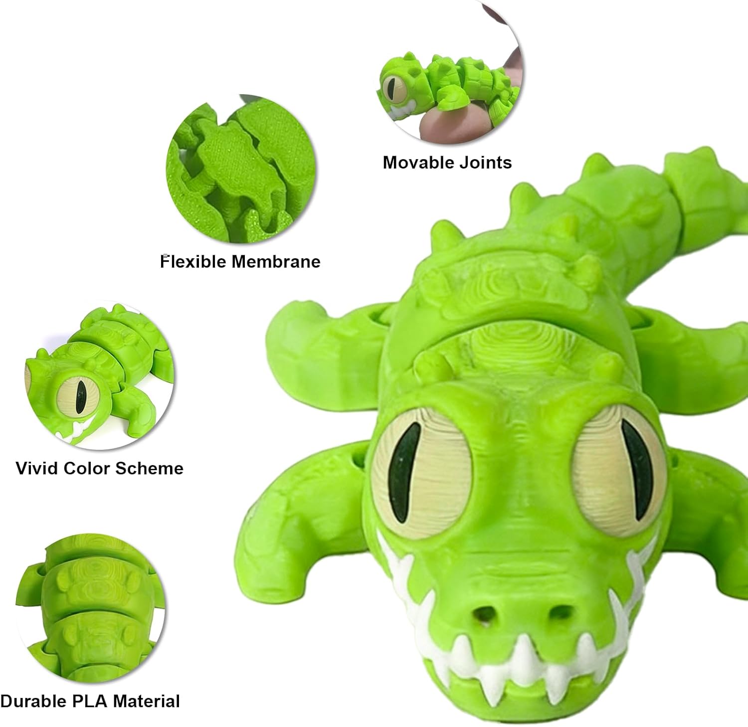 3D Printed Toy Flexible Articulated Crocodile Interactive Fidget Toy for Desk Decor and Stress Relief