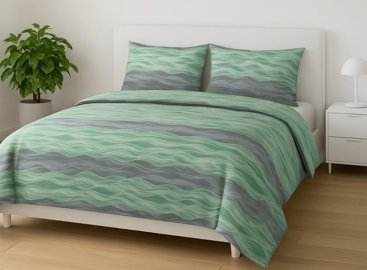 L'Emporio Casa Set Lenzuola in Flanella, Cotone Italiano 100% Pettinato, Anti-Pilling Varie Misure (Pretty Verde, Matrimoniale)