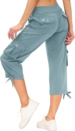 MoFiz - Pantalones de senderismo tipo cargo y capri para mujer, ligeros, de secado rápido, al aire libre, deportivos, para viajes, casuales,