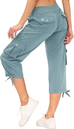 Women's Cargo Capris Lightweight Travel Hiking Pants with 6 Pockets