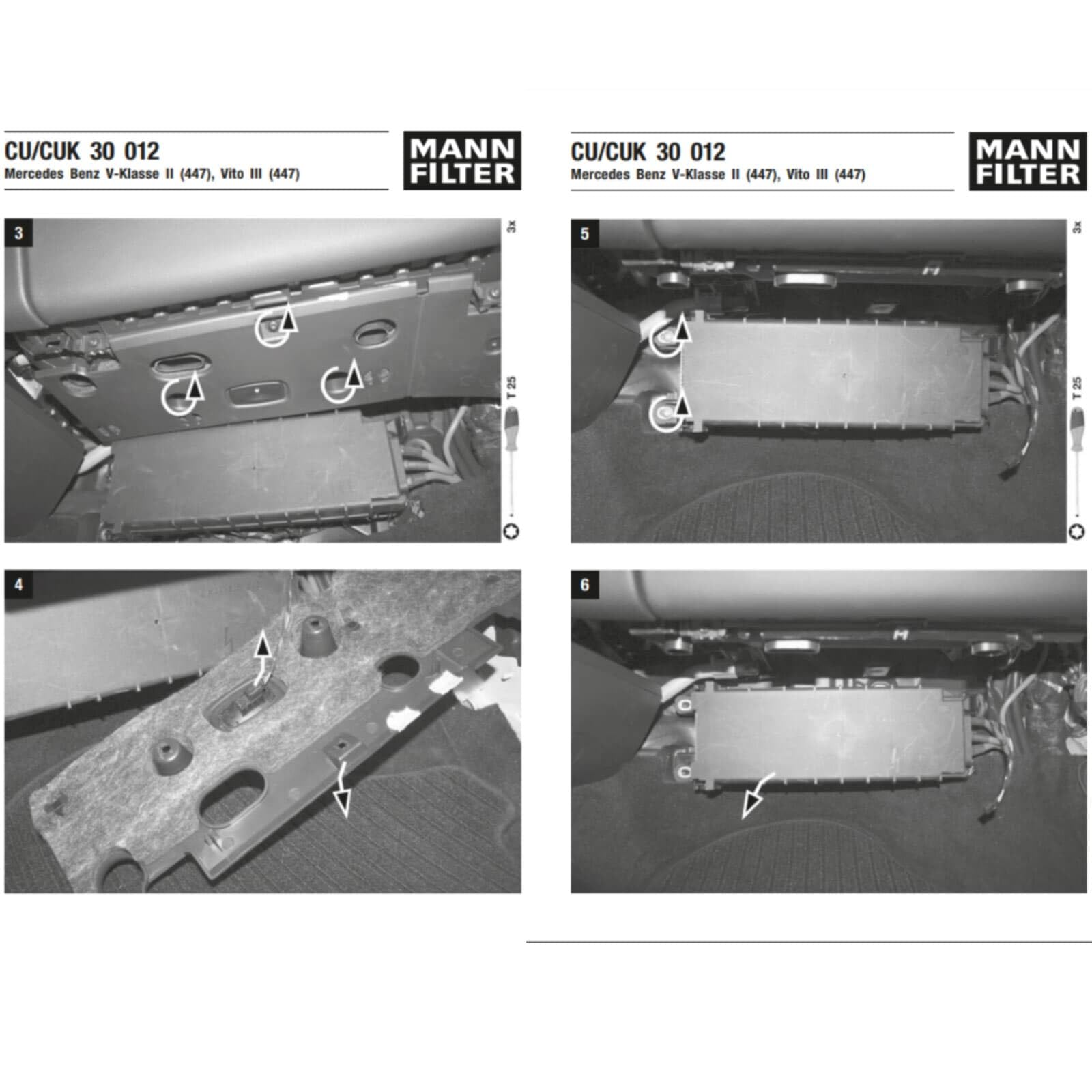 Mann Filter Inspektionspaket | CU22016,( LA1263)+CUK30012, (LAK1198)+C42002 Mann passend fürMERCEDES V Klasse Vito W447+Marco Polo