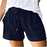 Shorts for Women Trendy 2026 Casual Summer Drawstring Shorts with Pockets Beach Loose Elastic Waist Vacation Clothes
