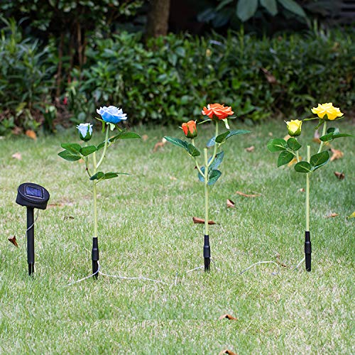Cucudy LED Luzes Solares Em Forma de Rosa Luz Do Jardim Caminho Multicolor Passagem Gramado Pátio Qu