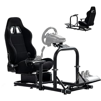 Anman Flight Racing Simulator Cockpit Upgrade Pro Fit for Logitech G29 G920,for Thrustmaster T300RS TX F458,for PS5 Race Car Seat Game Accessories Driving Simulator Cockpit Steering Wheel Handbrake