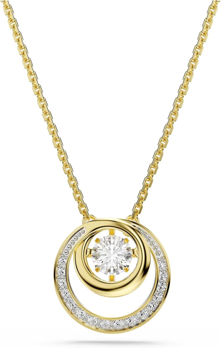 Hyperbola pendant, Round cut, White, Gold-tSwarovski One plated