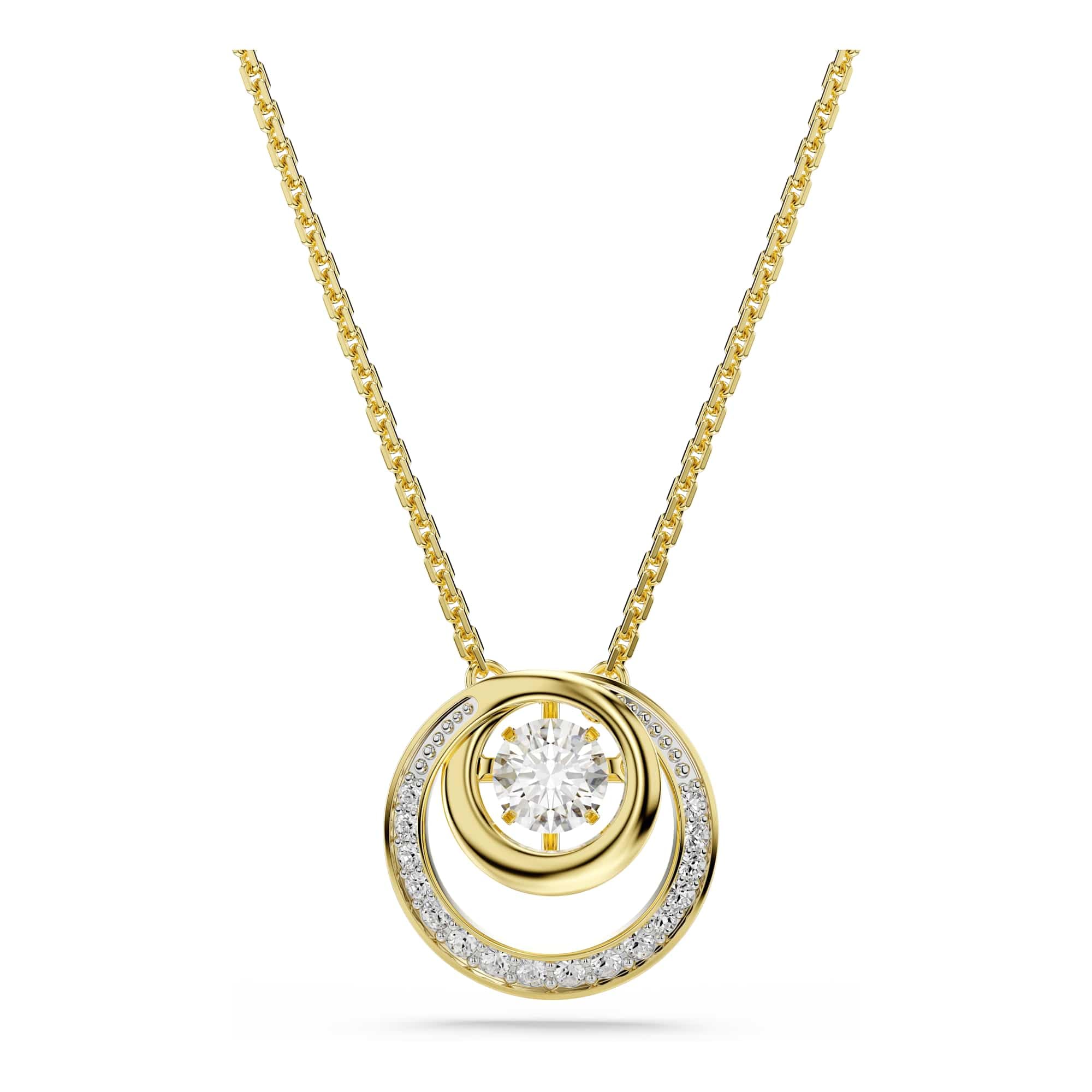 Swarovski Hyperbola Pendant, Round Cut, White, Gold-Tone Plated
