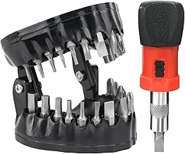 Magoog Denture Drill Bit Holder,Magoog Gag Gift for Dentist,3D Sculpture Desk Decor,1/4” Hex Bit Screwdriver,2-in-1 Screwdriver& Desk Gadget,Magnetic Gums with 28PCS Bits,Black