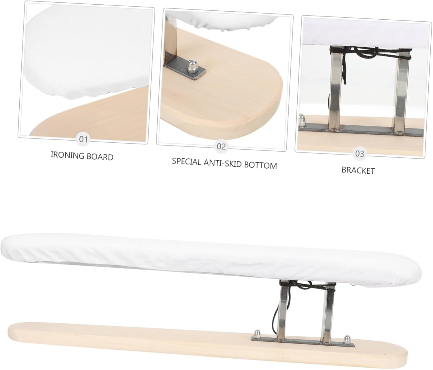iplusmile Portable Wooden Ironing Board with Cloth Cover Compact Stable Design for Shirts Pants Skirts and Space Saving Household Ironing Accessory