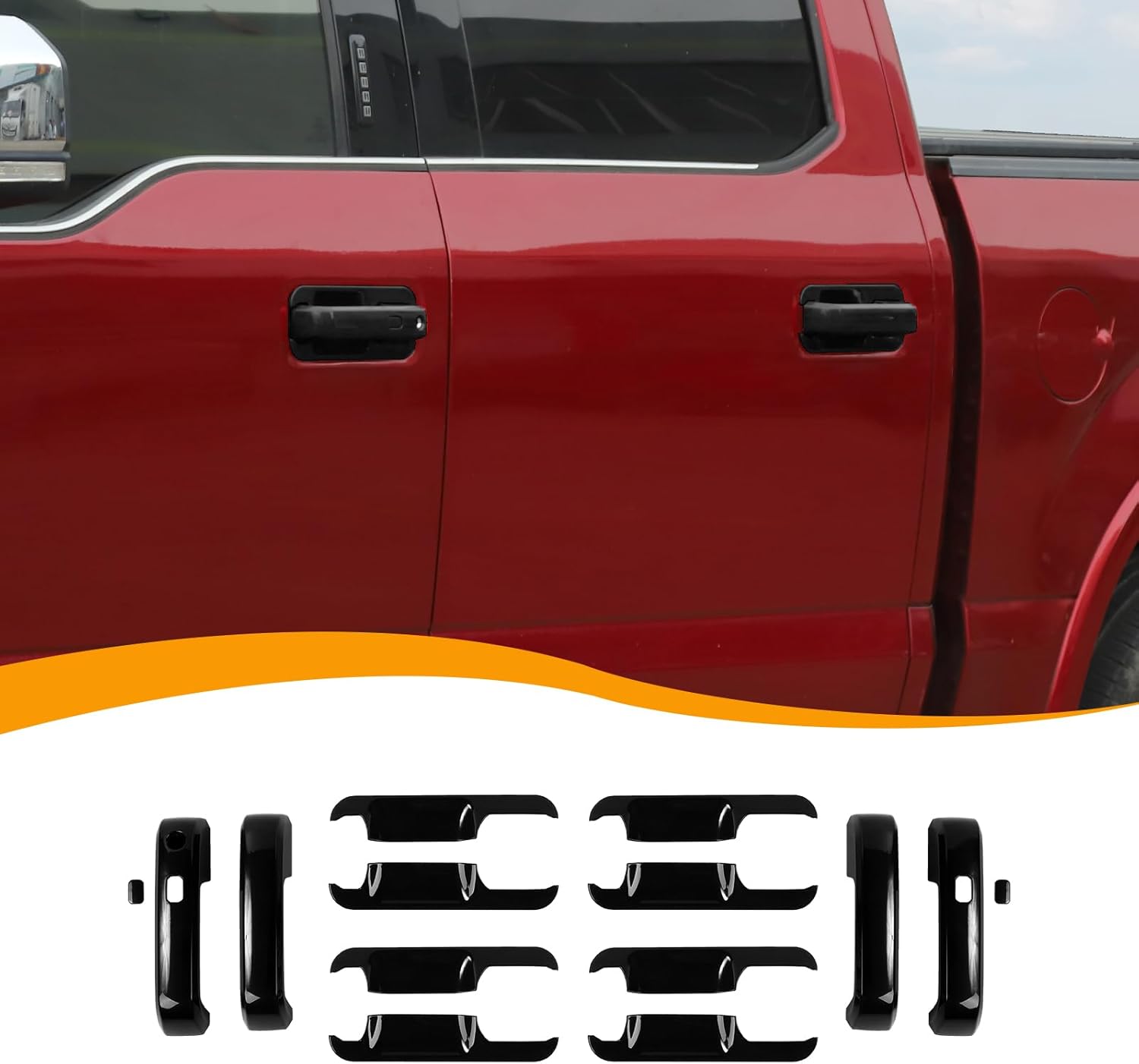 Hoolcar Exterior Door Handle Trim Cover & Door Handle Bowl Trims for Ford F150 2015-2020, Black