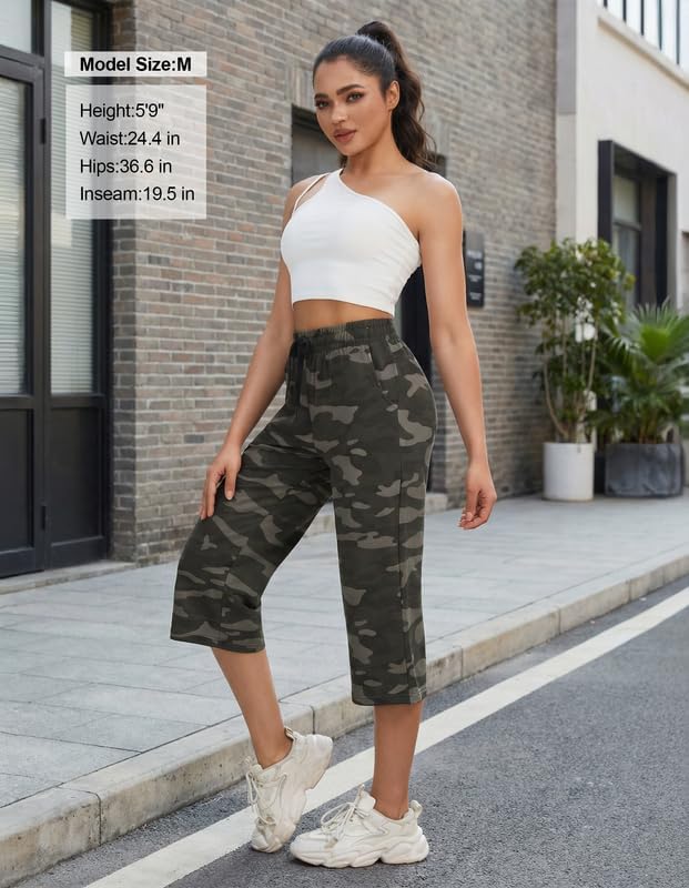 SPECIALMAGIC Women Capri Pants Cotton Yoga Wide Leg Pajama Pants Capris Sweatpants Sports - Image 2