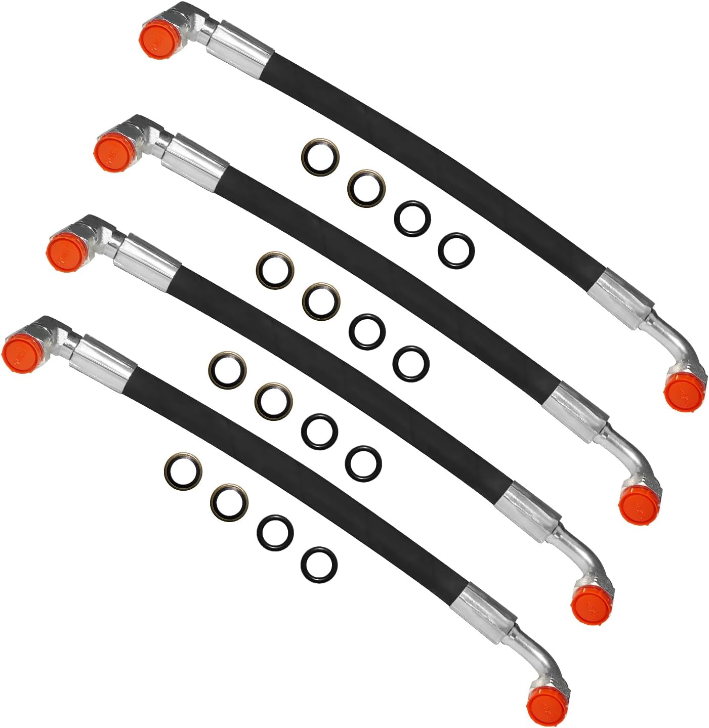 AW29374 4PCS Hydraulic Hose Compatible with John Deere Front Loaders 120E 120R 200X 200CX 210 300 300X 300CX 300E 300R 400E 400X 400CX 410 419 420 430 460 512 D120 D160 D170 H120 H130 H160 H165
