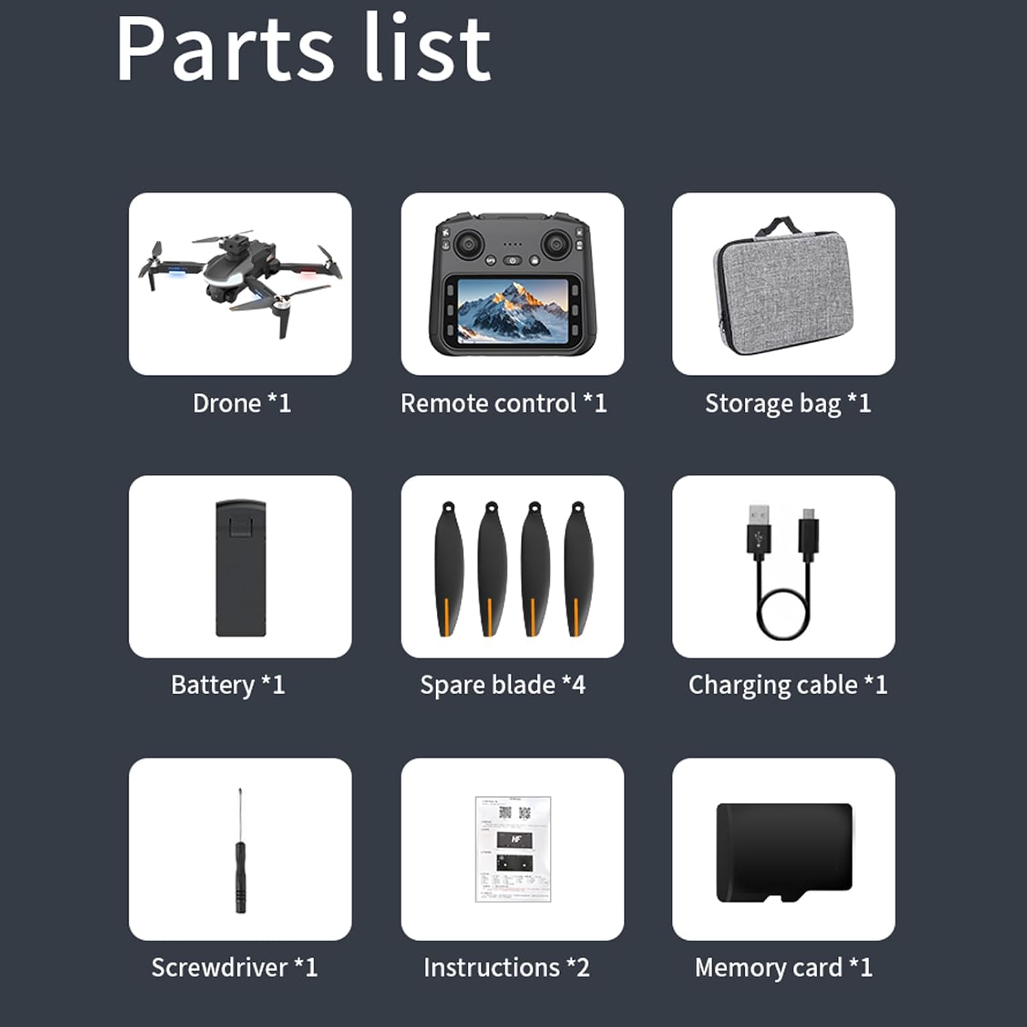 All components of the JIKEFUN CZ20 Drone package laid out on a white surface.