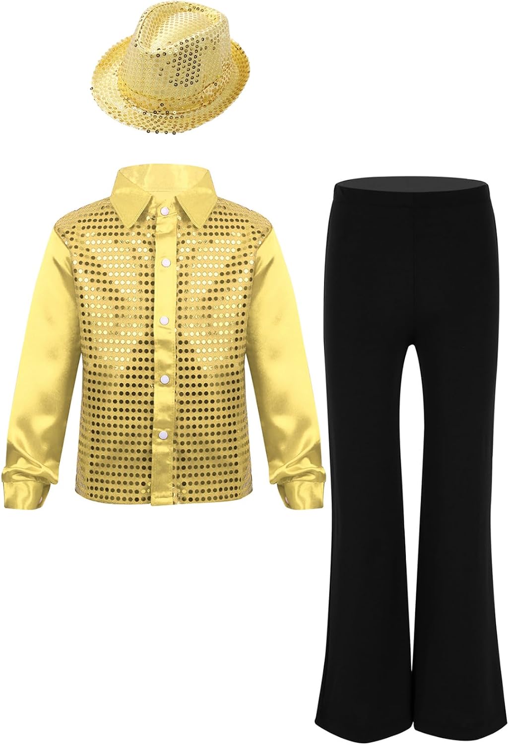Linjinx Kids Disco Set Hip Hop Dance Outfit Button Down Shirt Set
