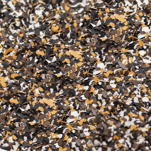 KEPYDRMTF Epoxy Floor Flakes for Garage, Blend Color Chips Concrete Floor Coatings Decorative Paint Flakes for Walls Paint Interior Exterior (Yellow,Coffee,Black,White, 1lb)