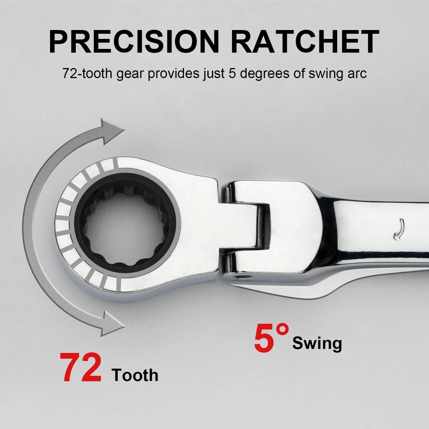 RECTITUDE 12 mm Flexible Head Gear Wrench, Industrial Grade Ratcheting Combination Spanner, Forged, Heat-Treated Cr-V Alloy Steel, Full Polished 12 Point, Metric, Wrench Tools, For Professional Use 1