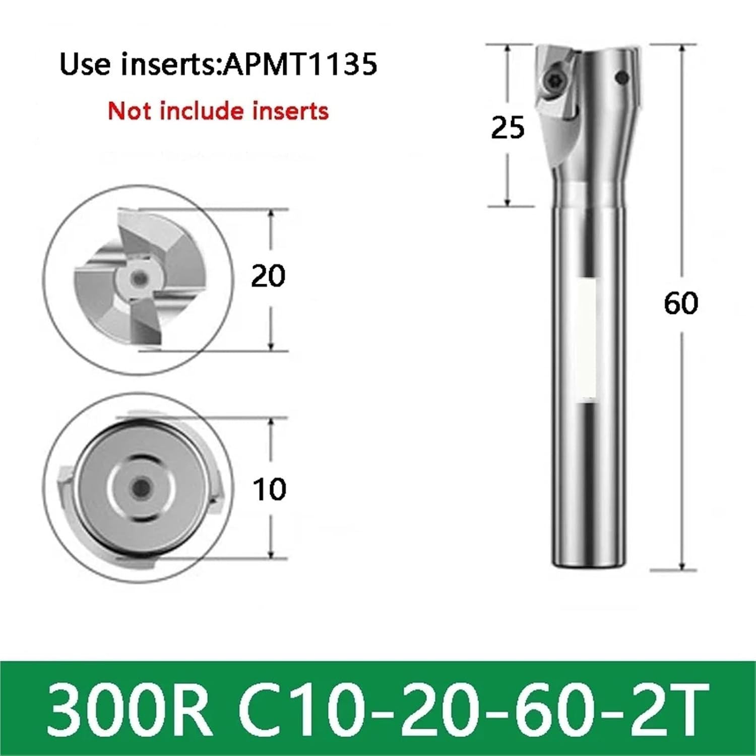 Milling Cutter Bar CNC 300R Integrated right-Angle milling rod straight shank turret machine installed insert APMT1135(300R C10-20-60-2T)