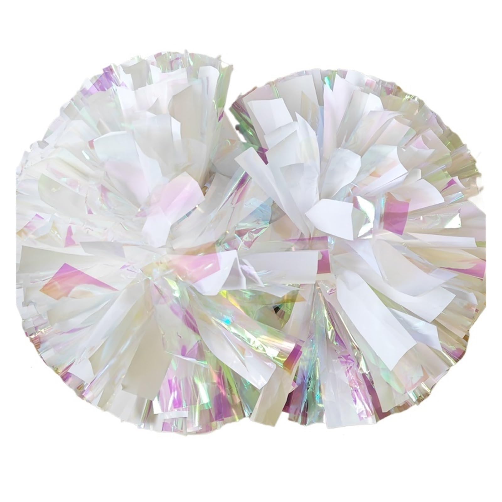 Cheerleader Pompons Cheerleading-Pompon, metallisch, weiß, Regenbogenfarbe