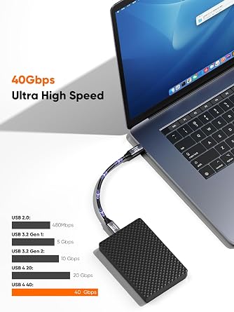 CableCreation Short USB4 Cable 1FT, Thunderbolt 4 Cable 40Gbps 240W 8K@60Hz