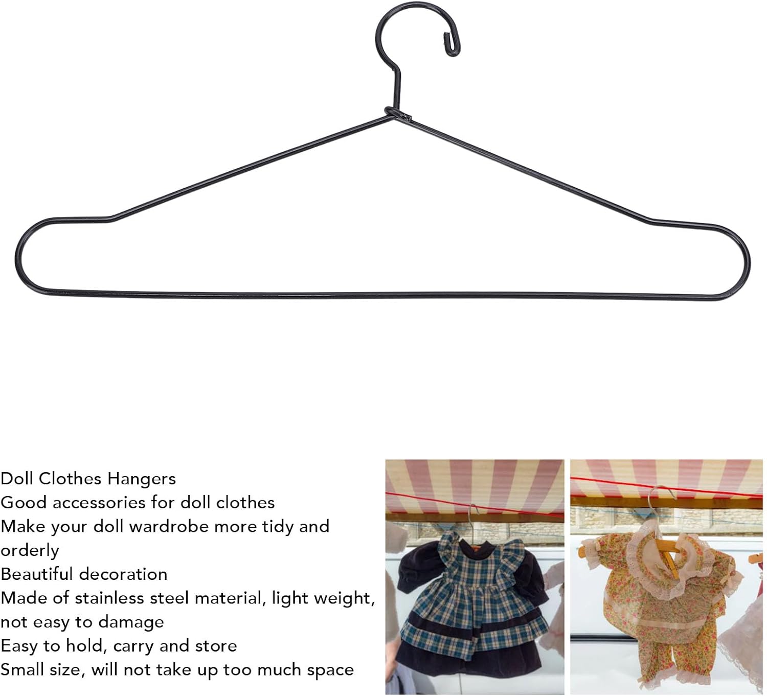 10Pcs Metal Doll Clothes Hangers, Doll Dress up Storage Clothes Organizer Rack, Doll Hangers Accessories (150mm)