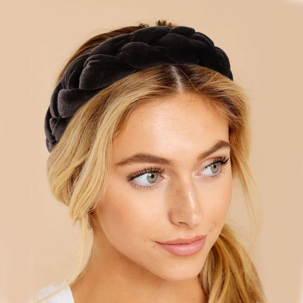 DRESHOW Diademas Trenzadas para Mujer Aro de Terciopelo Elástico Criss Cross Hair Bands