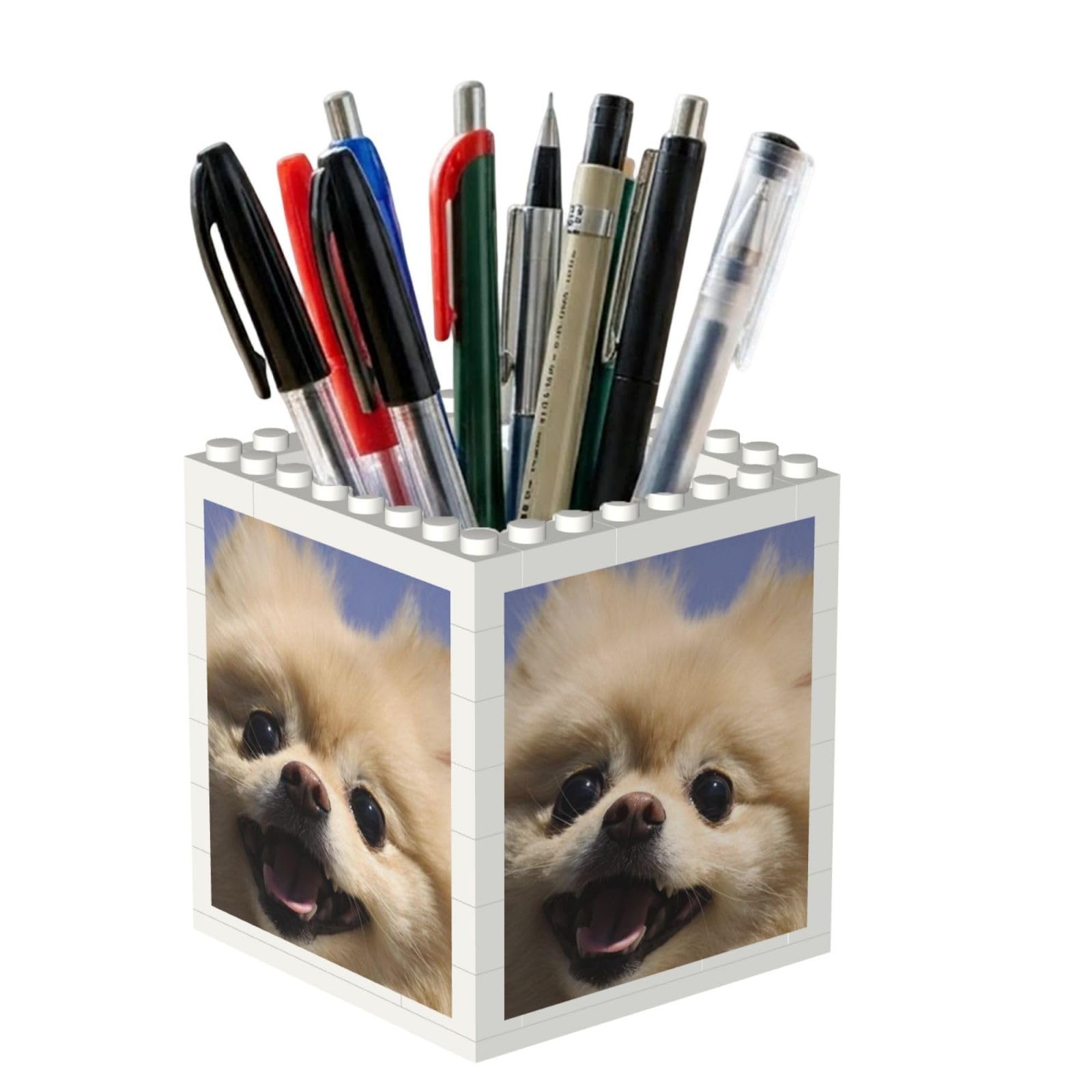 Poadnly Happy Pomeranian Printed, Pen Pot Pencil Holder for Office Home School, Compact Desk Organiser for Office Stationery