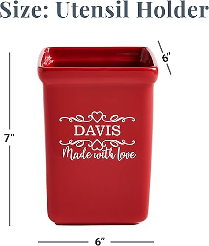 Miniatura 4 de Let's Make Memories - Soporte para utensilios de cerámica personalizado hecho con amor - Utensilios de cocina - Para ella - Rojo Rojo -,marino,verde