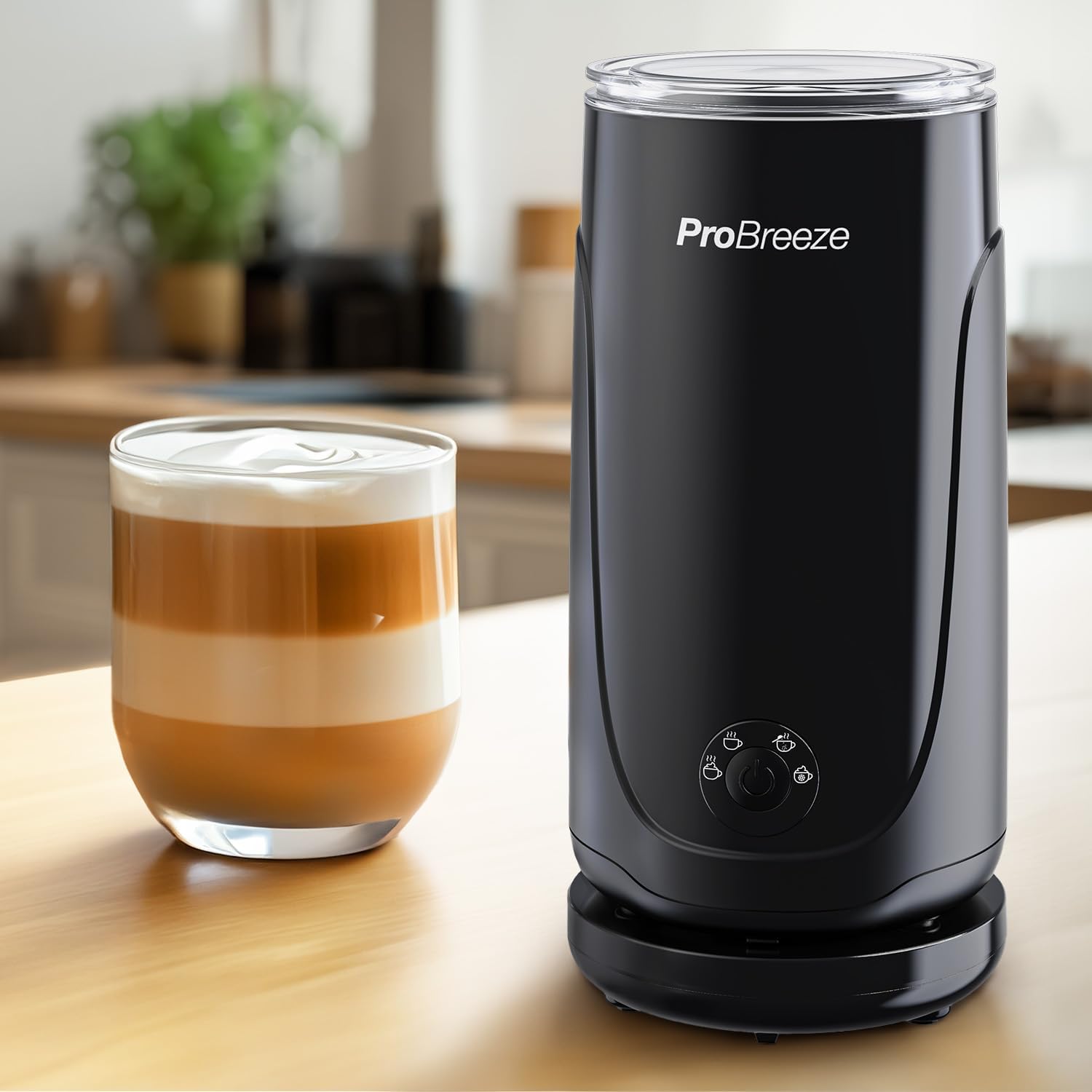 Electric 4-in-1 Automatic Milk Frother, Large 240ml - Hot & Cold Foam Maker, Milk Steamer & Warmer for Coffee, Latte, Cappuccino & Hot Chocolate, Non-Stick Interior, Quiet Operation
